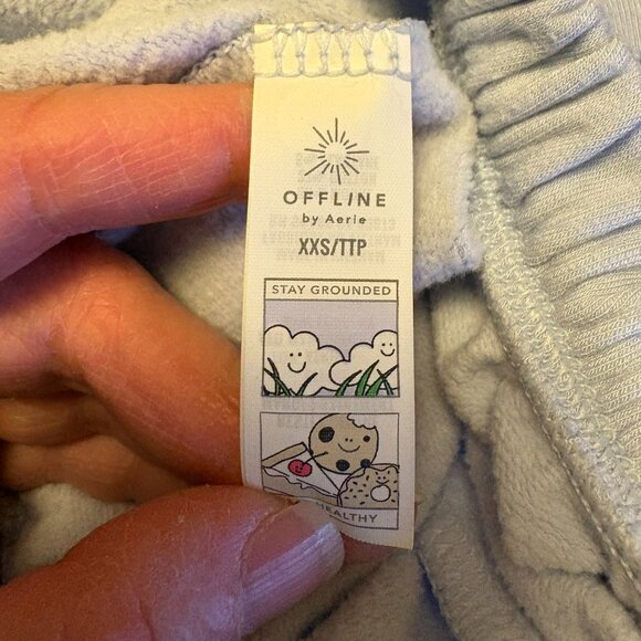 OFFLINE By Aerie OTT Fleece Super Wide Leg Pant in Eyelet Blue - Picture 4 of 9